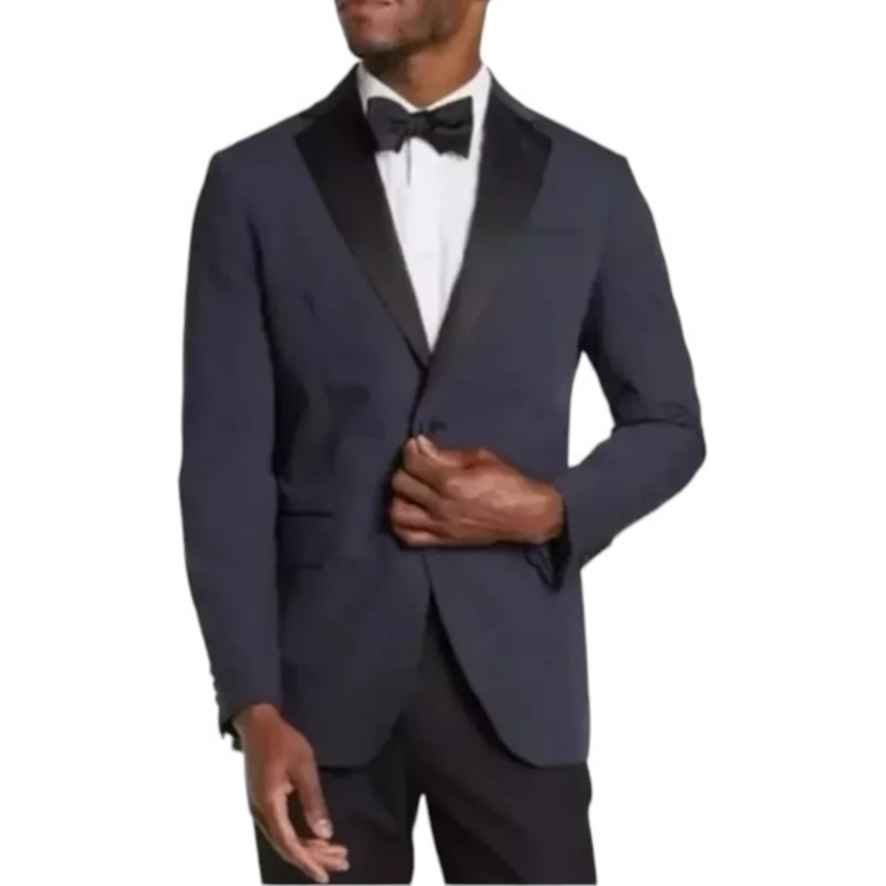NORDSTROM RACK Men's Trim Fit Tuxedo Jacket Size‎ 40L Navy Blue Stretch NWT